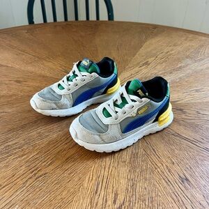 Puma Kids Sneakers - Gray, Blue, and Yellow Accents